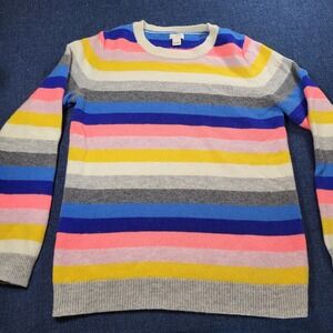 J.Crew Womens Lambswool Blend Striped Crewneck Sweater Multi-Color Size M